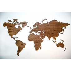 Ahşap Dünya Haritası (İngilizce - Maun)